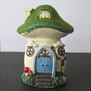 Fairy Garden Mushroom Figurine 4.75" Moss Cement Home Kitchen Decor Accent